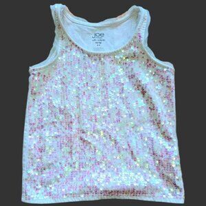 Girls (4-5) Sequin Tank Top - White and Pink